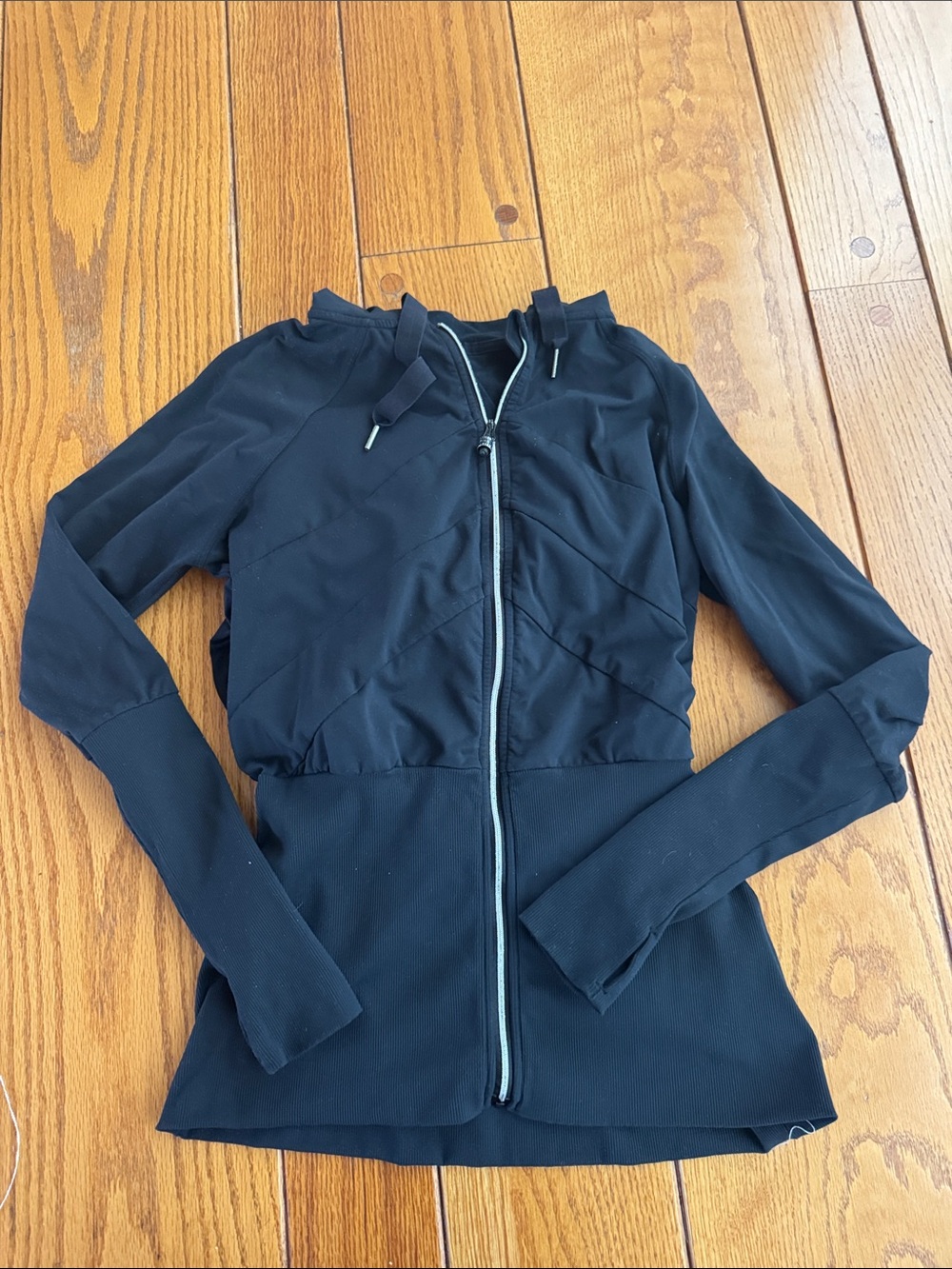 lululemon lift your spirits Black Hoodie with Silver Zipper Pull